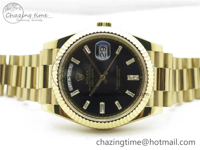 Day-Date 40mm 228239 BP New Dial Version 904 YG Black T Crystal Markers Dial on YG President Bracelet A2836