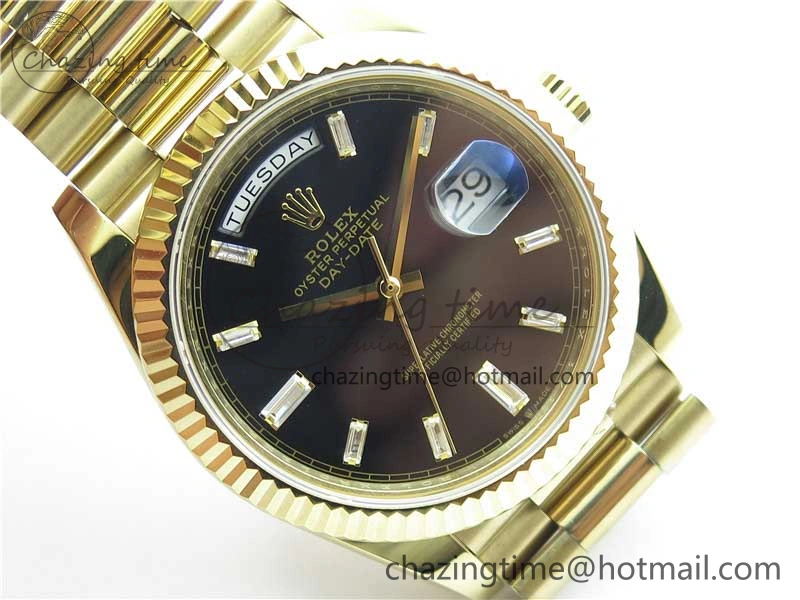 Day-Date 40mm 228239 BP New Dial Version 904 YG Black T Crystal Markers Dial on YG President Bracelet A2836
