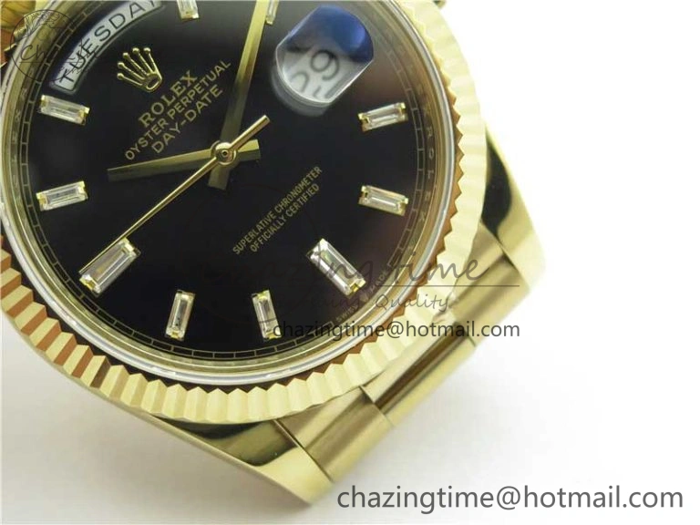 Day-Date 40mm 228239 BP New Dial Version 904 YG Black T Crystal Markers Dial on YG President Bracelet A2836