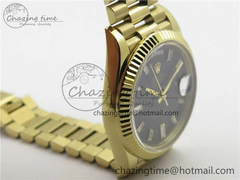 Day-Date 40mm 228239 BP New Dial Version 904 YG Black T Crystal Markers Dial on YG President Bracelet A2836