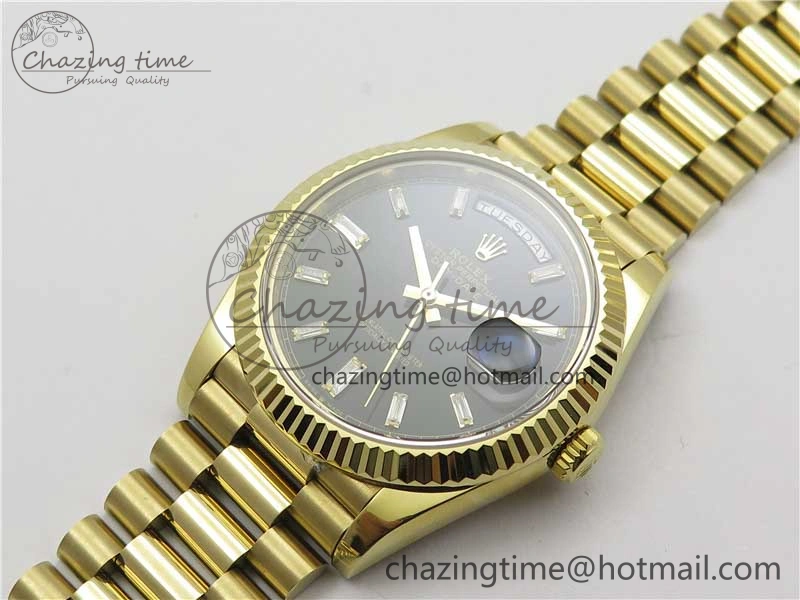 Day-Date 40mm 228239 BP New Dial Version 904 YG Black T Crystal Markers Dial on YG President Bracelet A2836