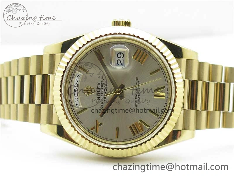 Day-Date 40mm 228239 BP New Dial Version 904 YG Silver Roman Markers Dial on SS President Bracelet A2836