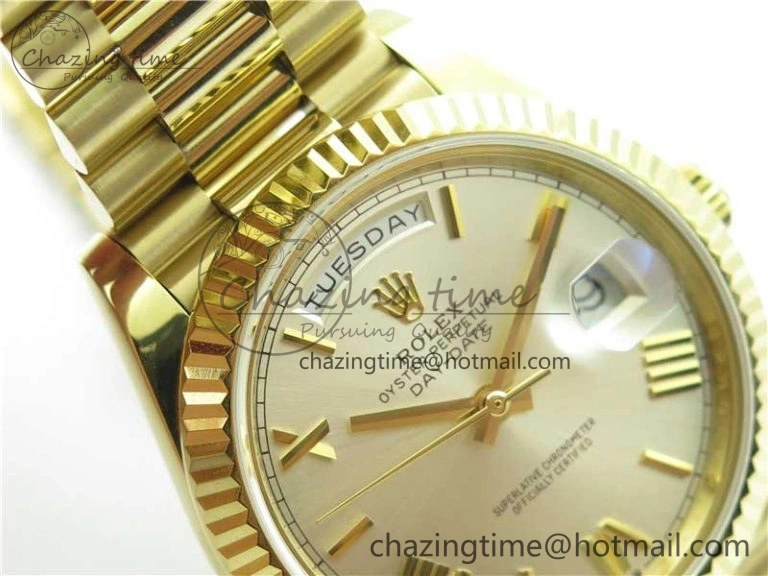Day-Date 40mm 228239 BP New Dial Version 904 YG Silver Roman Markers Dial on SS President Bracelet A2836