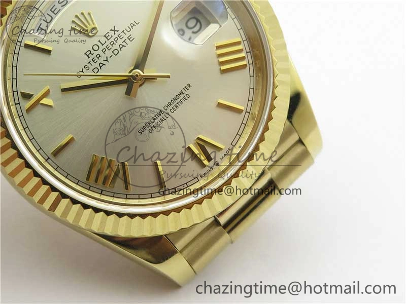 Day-Date 40mm 228239 BP New Dial Version 904 YG Silver Roman Markers Dial on SS President Bracelet A2836