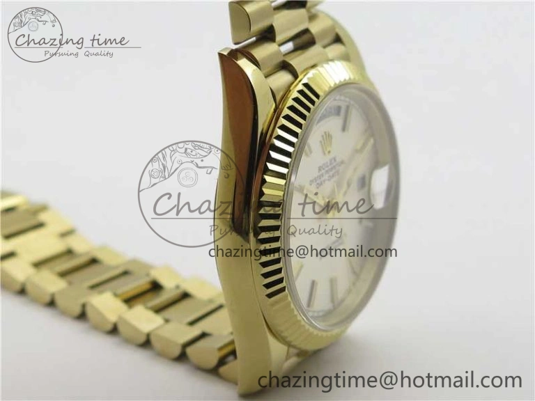 Day-Date 40mm 228239 BP New Dial Version 904 YG Silver Stick Markers Dial on YG President Bracelet A2836