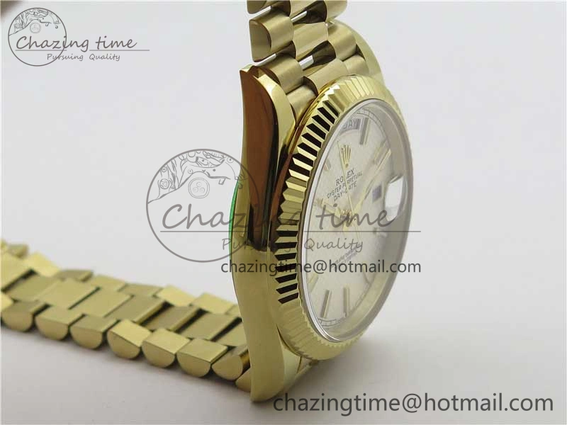 Day-Date 40mm 228239 BP New Dial Version 904 YG Silver Textured Dial on YG President Bracelet A2836