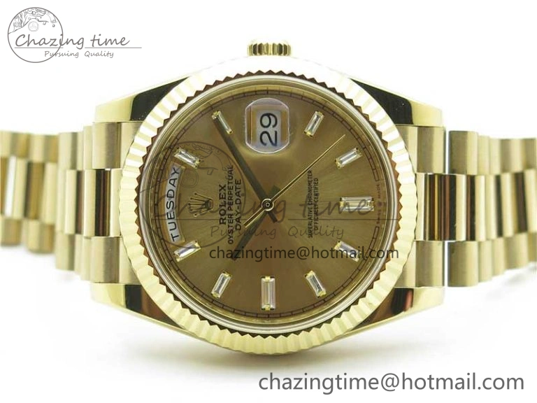 Day-Date 40mm 228239 BP New Dial Version 904 YG T Crystal Markers YG Dial on YG President Bracelet A2836