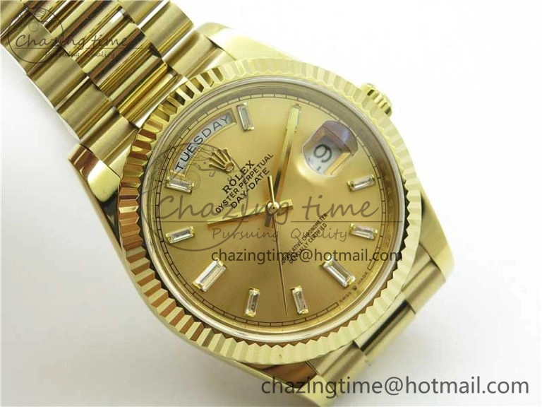 Day-Date 40mm 228239 BP New Dial Version 904 YG T Crystal Markers YG Dial on YG President Bracelet A2836