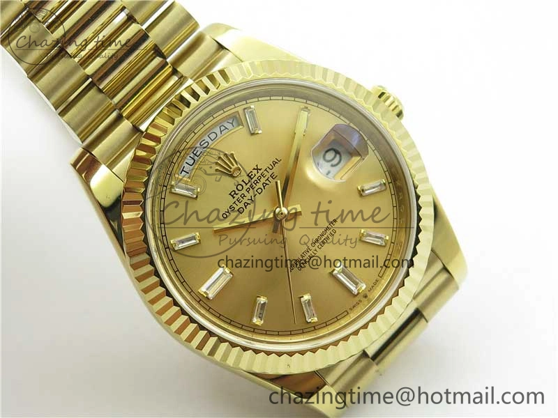 Day-Date 40mm 228239 BP New Dial Version 904 YG T Crystal Markers YG Dial on YG President Bracelet A2836