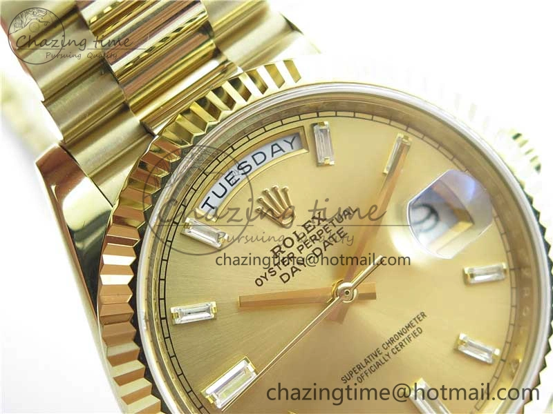 Day-Date 40mm 228239 BP New Dial Version 904 YG T Crystal Markers YG Dial on YG President Bracelet A2836