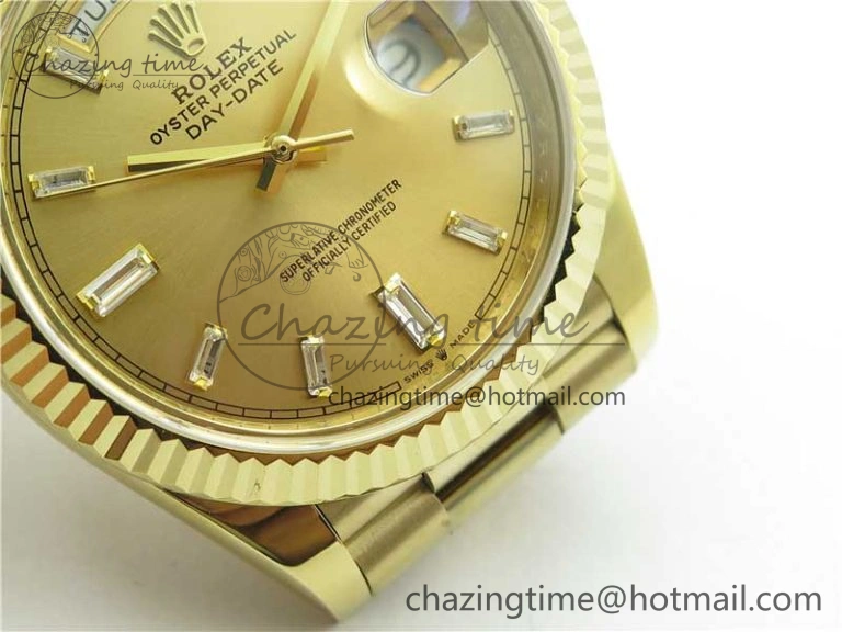 Day-Date 40mm 228239 BP New Dial Version 904 YG T Crystal Markers YG Dial on YG President Bracelet A2836
