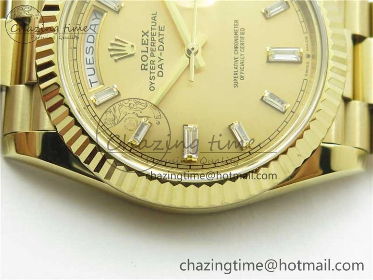 Day-Date 40mm 228239 BP New Dial Version 904 YG T Crystal Markers YG Dial on YG President Bracelet A2836