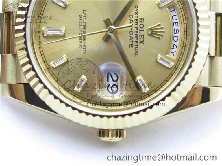 Day-Date 40mm 228239 BP New Dial Version 904 YG T Crystal Markers YG Dial on YG President Bracelet A2836