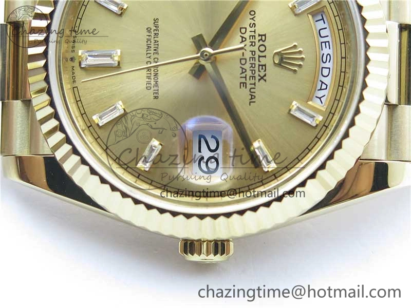 Day-Date 40mm 228239 BP New Dial Version 904 YG T Crystal Markers YG Dial on YG President Bracelet A2836