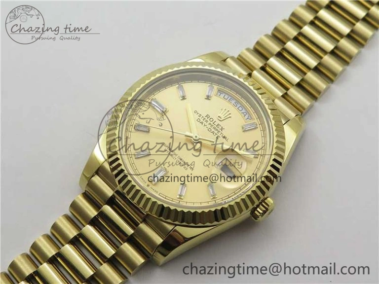 Day-Date 40mm 228239 BP New Dial Version 904 YG T Crystal Markers YG Dial on YG President Bracelet A2836