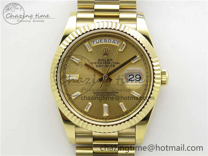 Day-Date 40mm 228239 BP New Dial Version 904 YG T Crystal Markers YG Dial on YG President Bracelet A2836