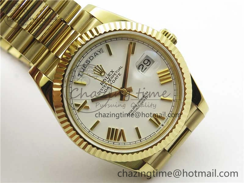 Day-Date 40mm 228239 BP New Dial Version 904 YG White Roman Dial on YG President Bracelet A2836