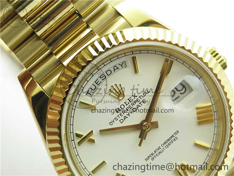 Day-Date 40mm 228239 BP New Dial Version 904 YG White Roman Dial on YG President Bracelet A2836