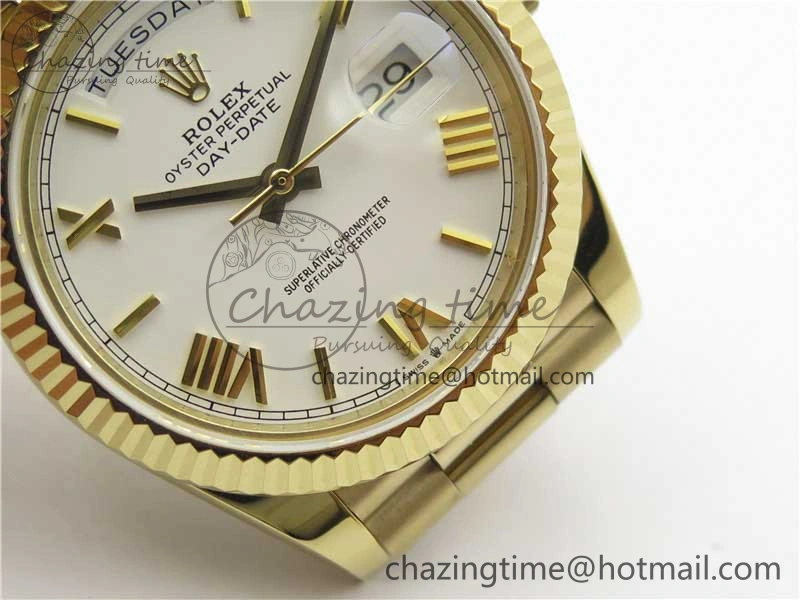 Day-Date 40mm 228239 BP New Dial Version 904 YG White Roman Dial on YG President Bracelet A2836