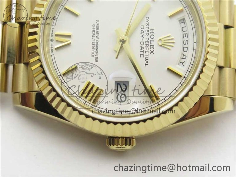 Day-Date 40mm 228239 BP New Dial Version 904 YG White Roman Dial on YG President Bracelet A2836