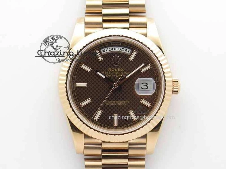 Day-Date 40mm 228239 RG Noob 1:1 Best Edition Brown Dial On RG President Bracelet A3255