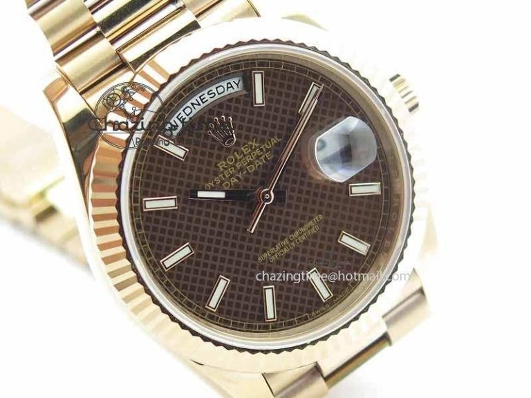 Day-Date 40mm 228239 RG Noob 1:1 Best Edition Brown Dial On RG President Bracelet A3255