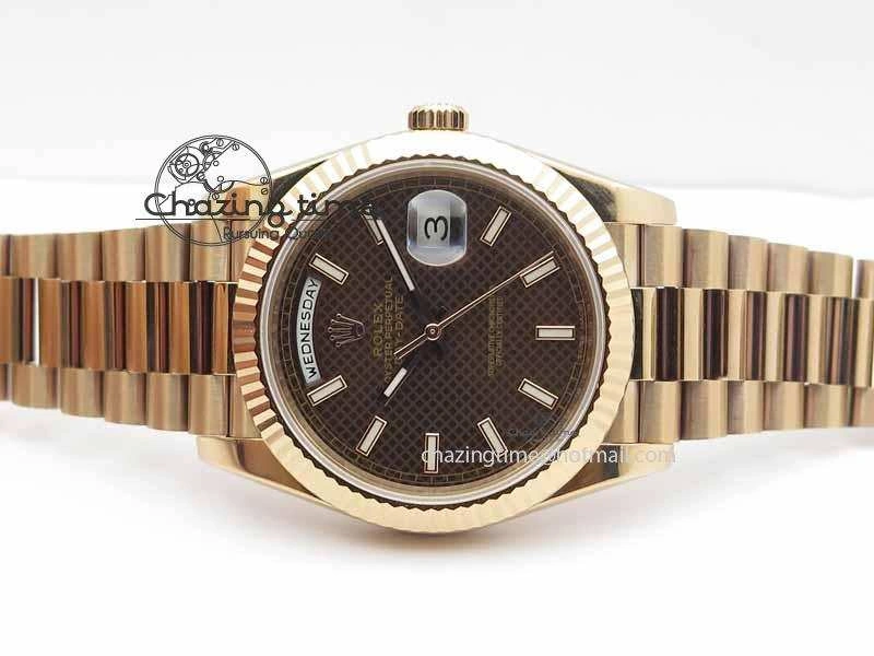 Day-Date 40mm 228239 RG Noob 1:1 Best Edition Brown Dial On RG President Bracelet A3255