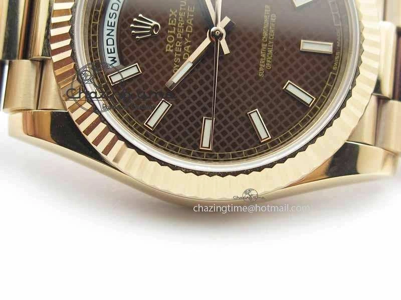 Day-Date 40mm 228239 RG Noob 1:1 Best Edition Brown Dial On RG President Bracelet A3255