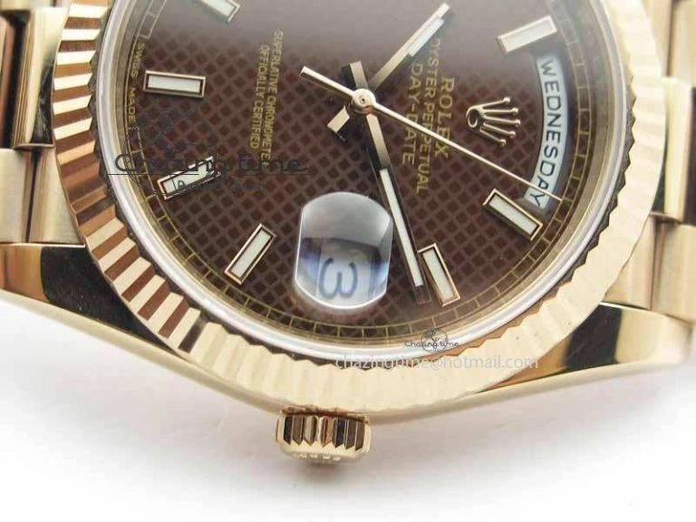 Day-Date 40mm 228239 RG Noob 1:1 Best Edition Brown Dial On RG President Bracelet A3255