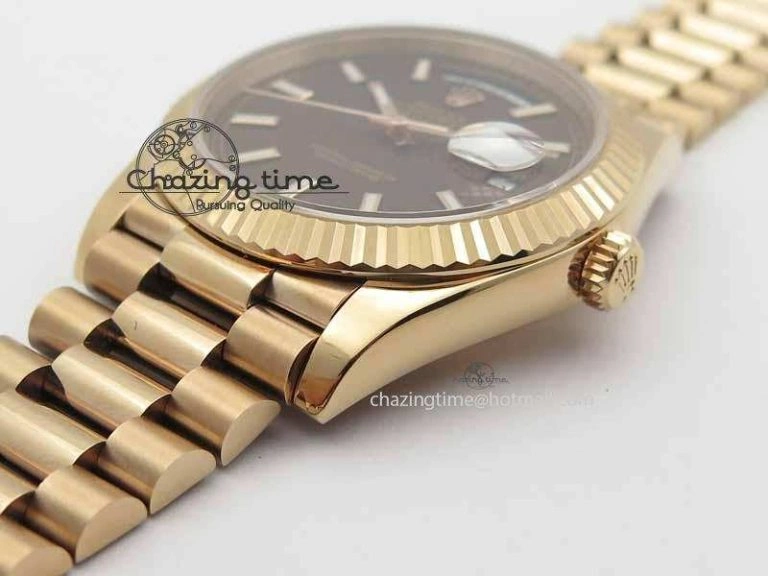 Day-Date 40mm 228239 RG Noob 1:1 Best Edition Brown Dial On RG President Bracelet A3255