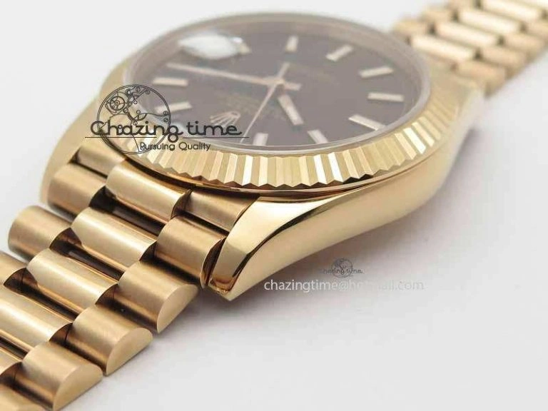 Day-Date 40mm 228239 RG Noob 1:1 Best Edition Brown Dial On RG President Bracelet A3255