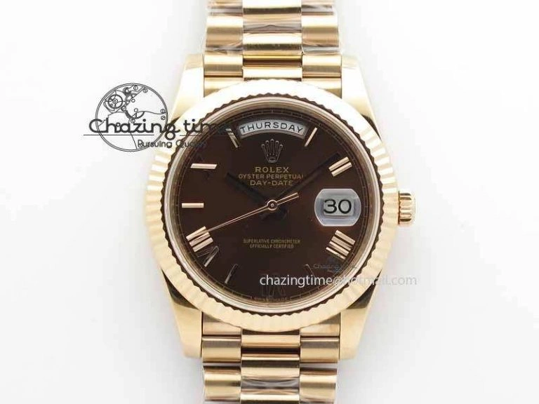Day-Date 40mm 228239 RG Noob 1:1 Best Edition Brown Roman Dial On RG President Bracelet A3255