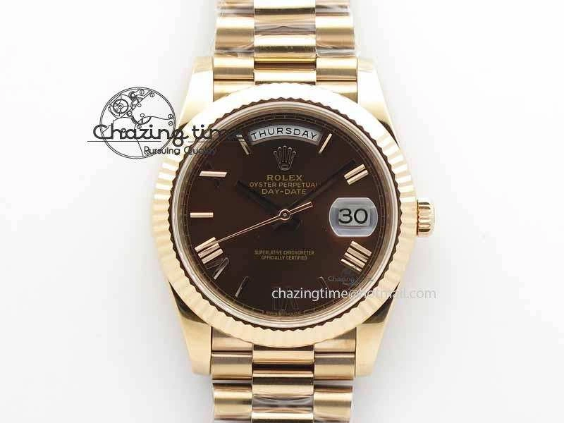 Day-Date 40mm 228239 RG Noob 1:1 Best Edition Brown Roman Dial On RG President Bracelet A3255