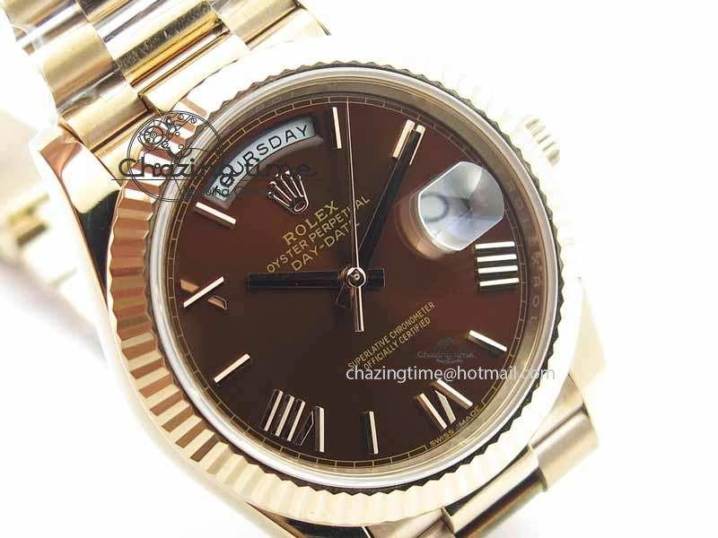 Day-Date 40mm 228239 RG Noob 1:1 Best Edition Brown Roman Dial On RG President Bracelet A3255