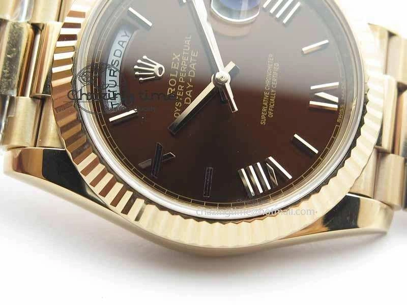 Day-Date 40mm 228239 RG Noob 1:1 Best Edition Brown Roman Dial On RG President Bracelet A3255