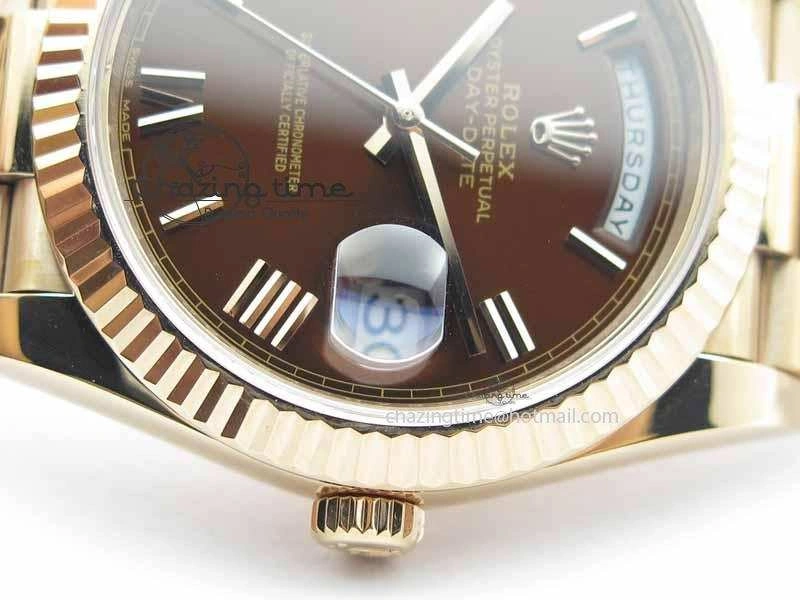 Day-Date 40mm 228239 RG Noob 1:1 Best Edition Brown Roman Dial On RG President Bracelet A3255