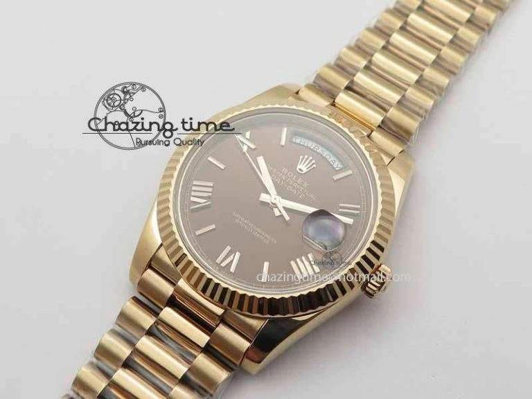 Day-Date 40mm 228239 RG Noob 1:1 Best Edition Brown Roman Dial On RG President Bracelet A3255