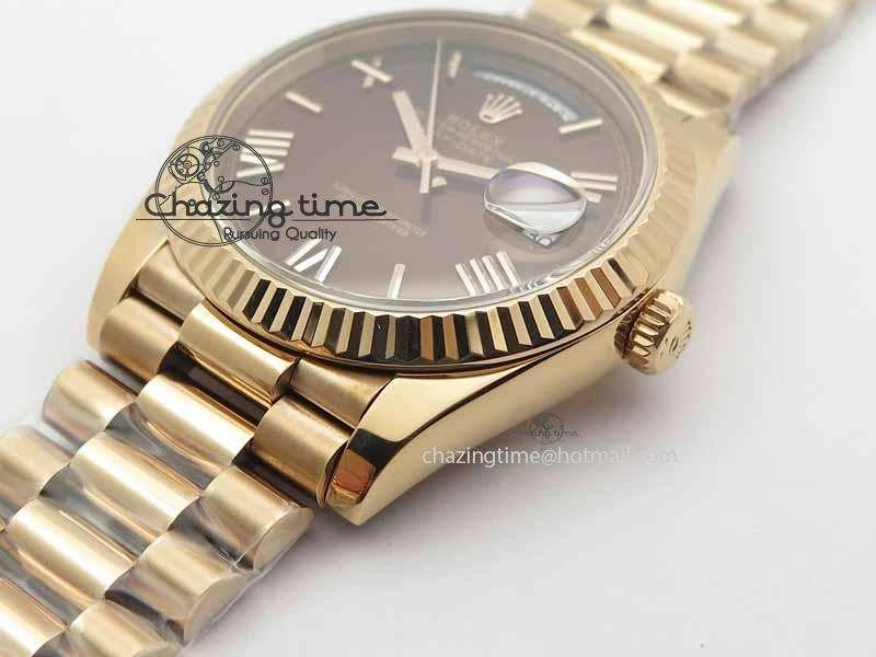 Day-Date 40mm 228239 RG Noob 1:1 Best Edition Brown Roman Dial On RG President Bracelet A3255