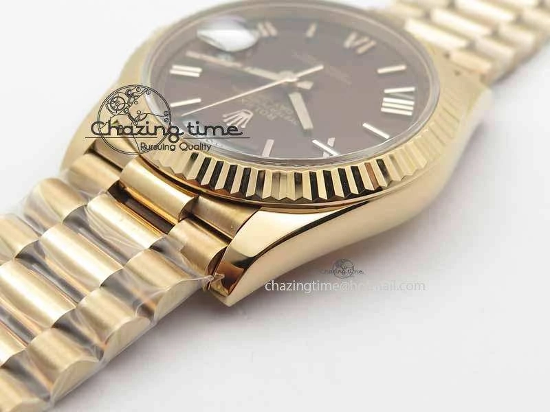 Day-Date 40mm 228239 RG Noob 1:1 Best Edition Brown Roman Dial On RG President Bracelet A3255