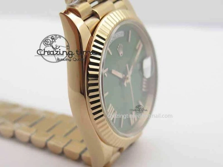 Day-Date 40mm 228239 RG Noob 1:1 Best Edition Green Roman Dial On RG President Bracelet A3255