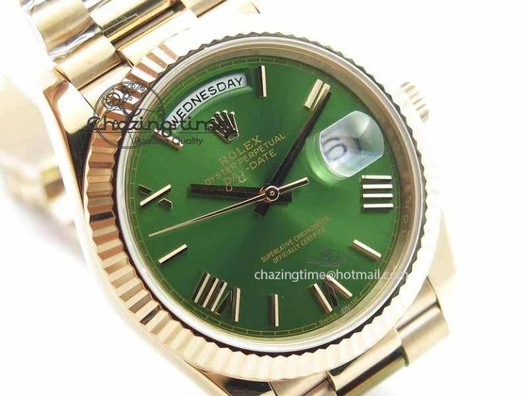 Day-Date 40mm 228239 RG Noob 1:1 Best Edition Green Roman Dial On RG President Bracelet A3255