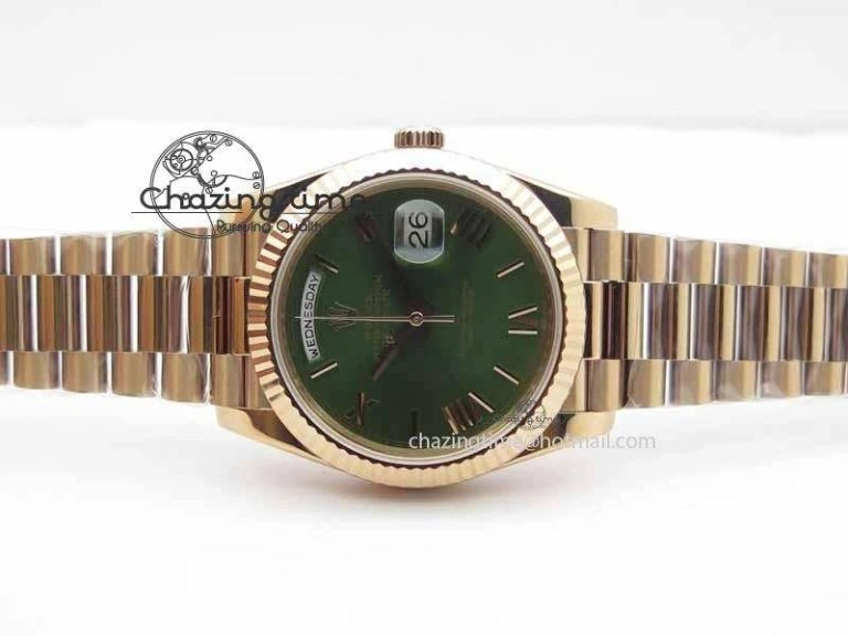 Day-Date 40mm 228239 RG Noob 1:1 Best Edition Green Roman Dial On RG President Bracelet A3255