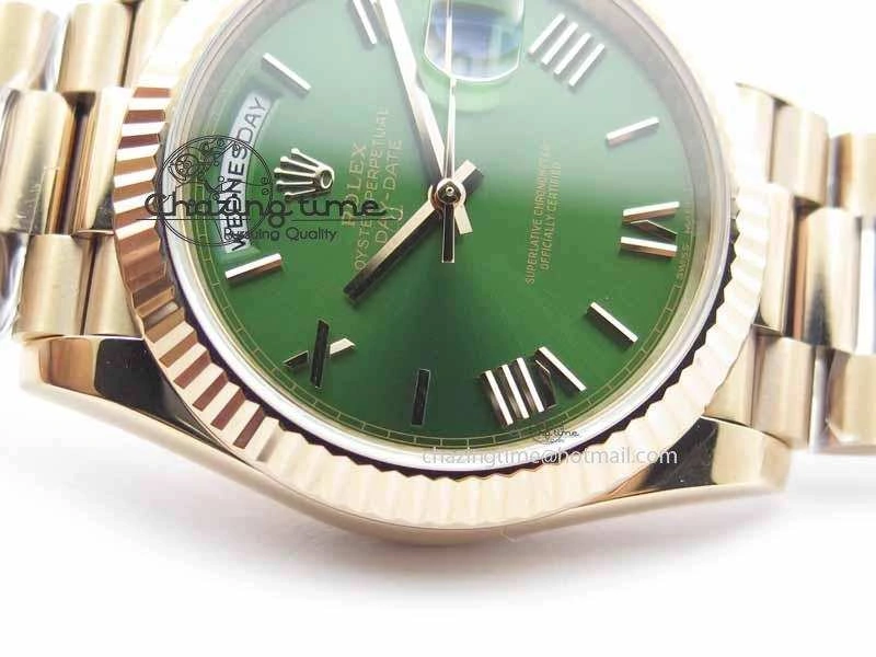 Day-Date 40mm 228239 RG Noob 1:1 Best Edition Green Roman Dial On RG President Bracelet A3255