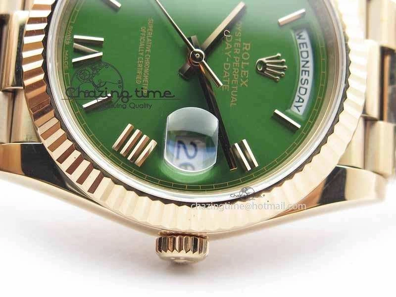 Day-Date 40mm 228239 RG Noob 1:1 Best Edition Green Roman Dial On RG President Bracelet A3255