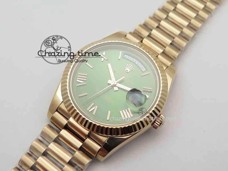 Day-Date 40mm 228239 RG Noob 1:1 Best Edition Green Roman Dial On RG President Bracelet A3255