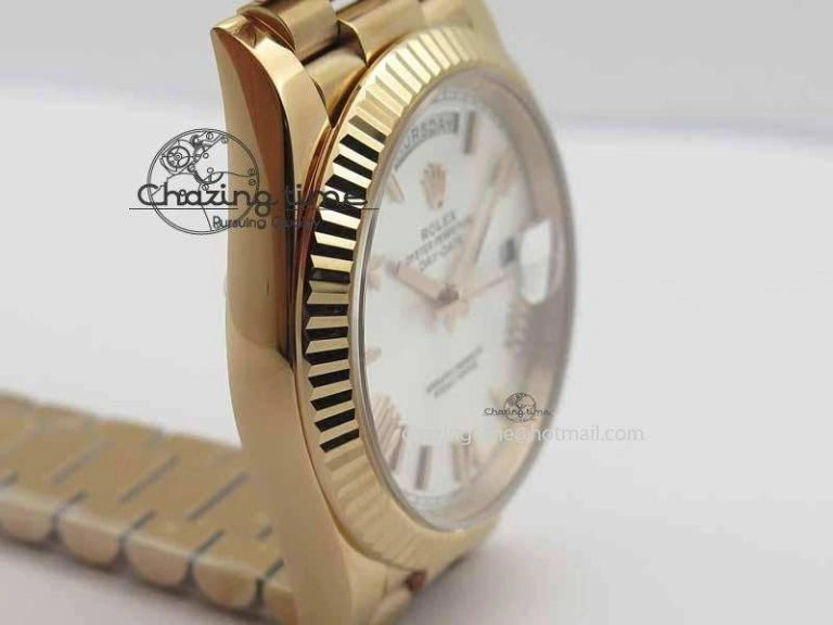 Day-Date 40mm 228239 RG Noob 1:1 Best Edition Silver Roman Dial On RG President Bracelet A3255