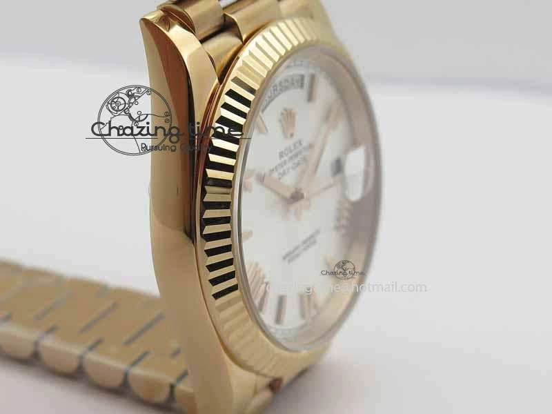 Day-Date 40mm 228239 RG Noob 1:1 Best Edition Silver Roman Dial On RG President Bracelet A3255
