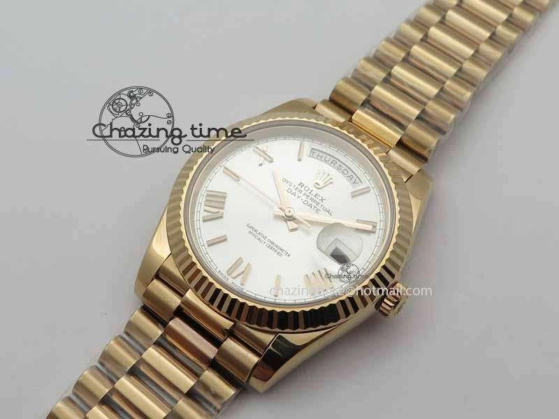 Day-Date 40mm 228239 RG Noob 1:1 Best Edition Silver Roman Dial On RG President Bracelet A3255