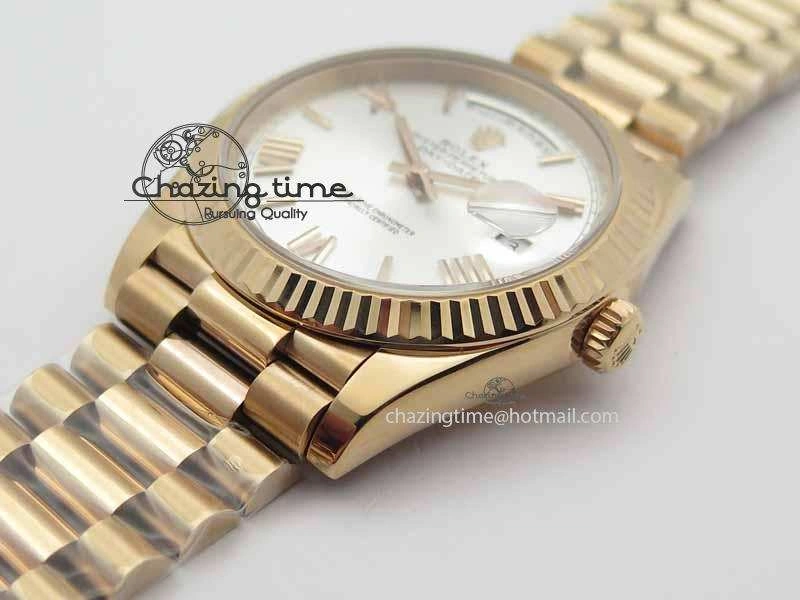 Day-Date 40mm 228239 RG Noob 1:1 Best Edition Silver Roman Dial On RG President Bracelet A3255