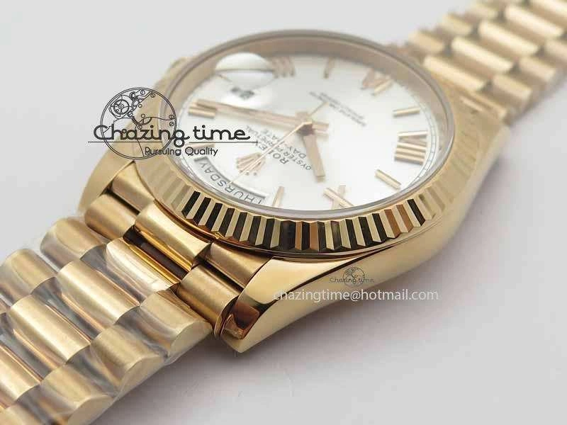 Day-Date 40mm 228239 RG Noob 1:1 Best Edition Silver Roman Dial On RG President Bracelet A3255